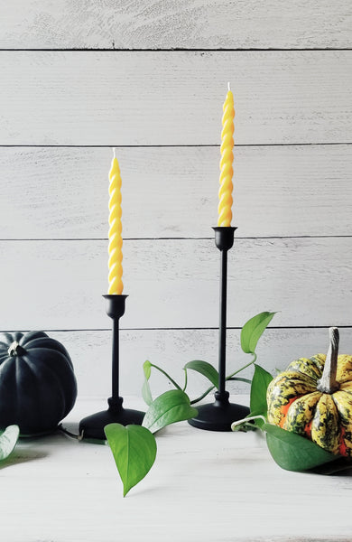 100% Pure Beeswax Spiral Taper Candles (Set of 2)
